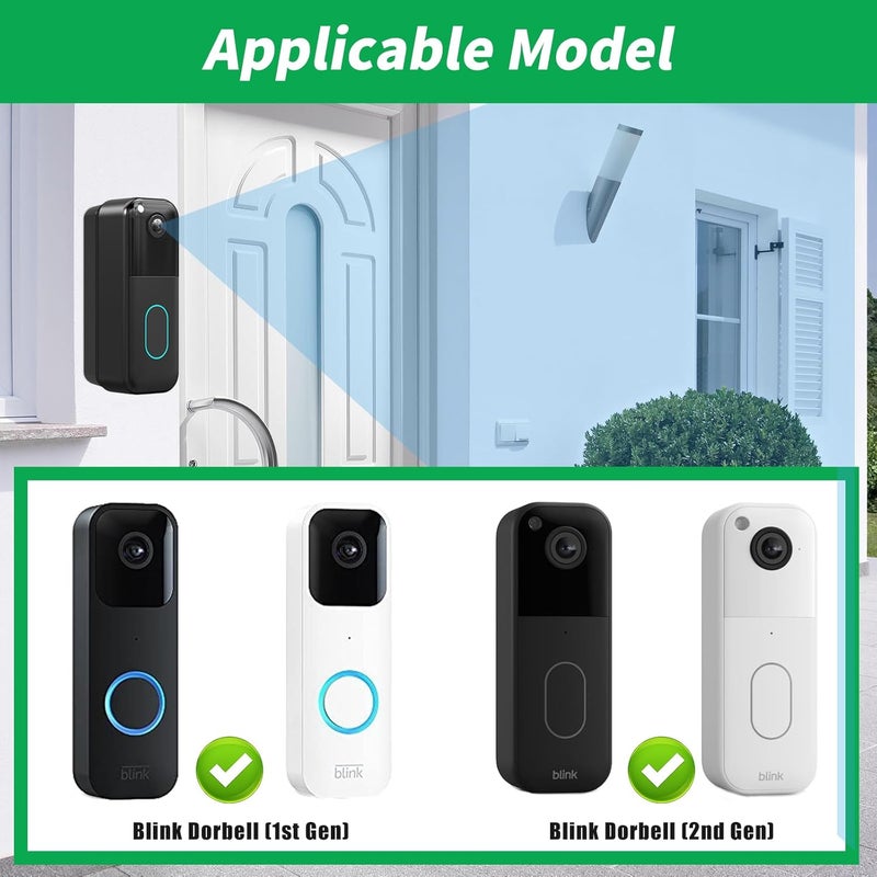 Gresus Blink Doorbell Mount, Adjustable (15 to 45 Degrees) Corner Mount,No-Drill Mounting Bracket for Blink Doorbell Camera(1st & 2nd Gen), Wide Viewing Angle Mount,Black - Image 2